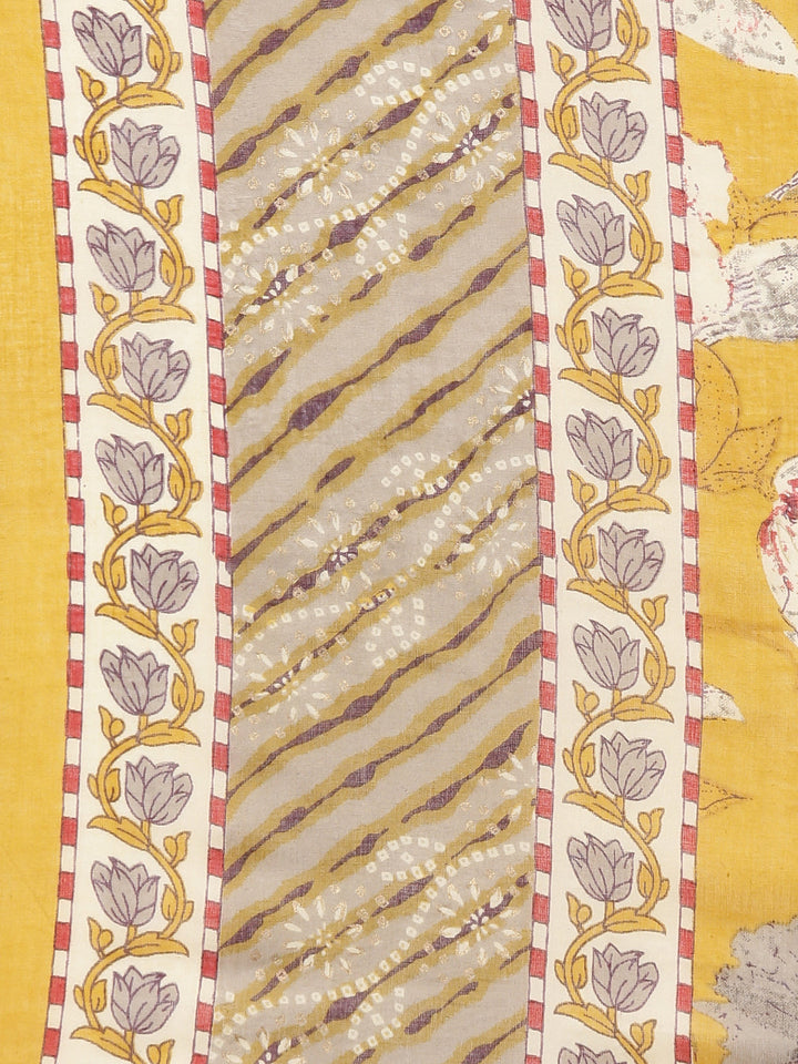 Neerus Yellow cotton printed suit set - detail view 4