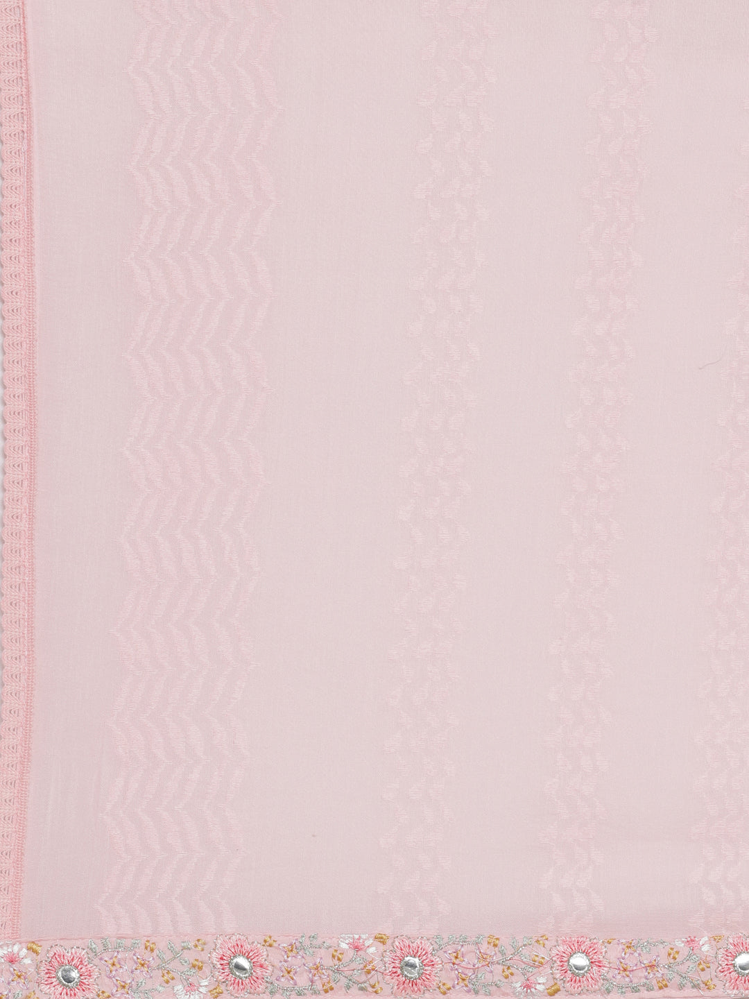 Neerus Pink cotton embroidered straight suit set - detail view 4