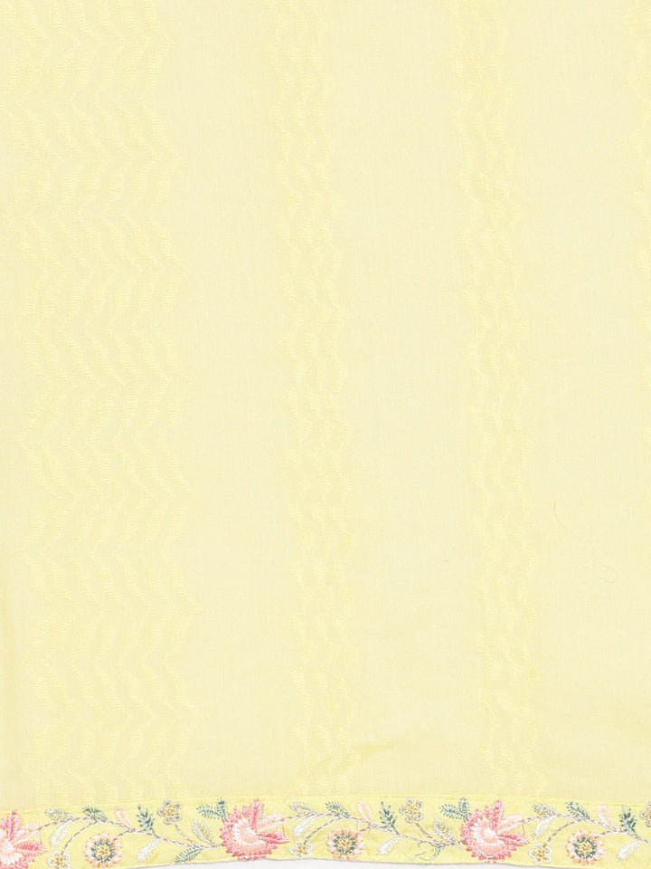 Neerus Yellow Solid Straight Kurta and Trousers With Dupatta