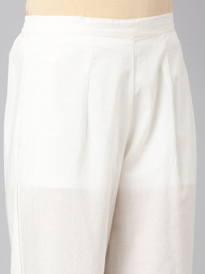 Neerus Orange Checked Straight Kurta and Trousers With Dupatta