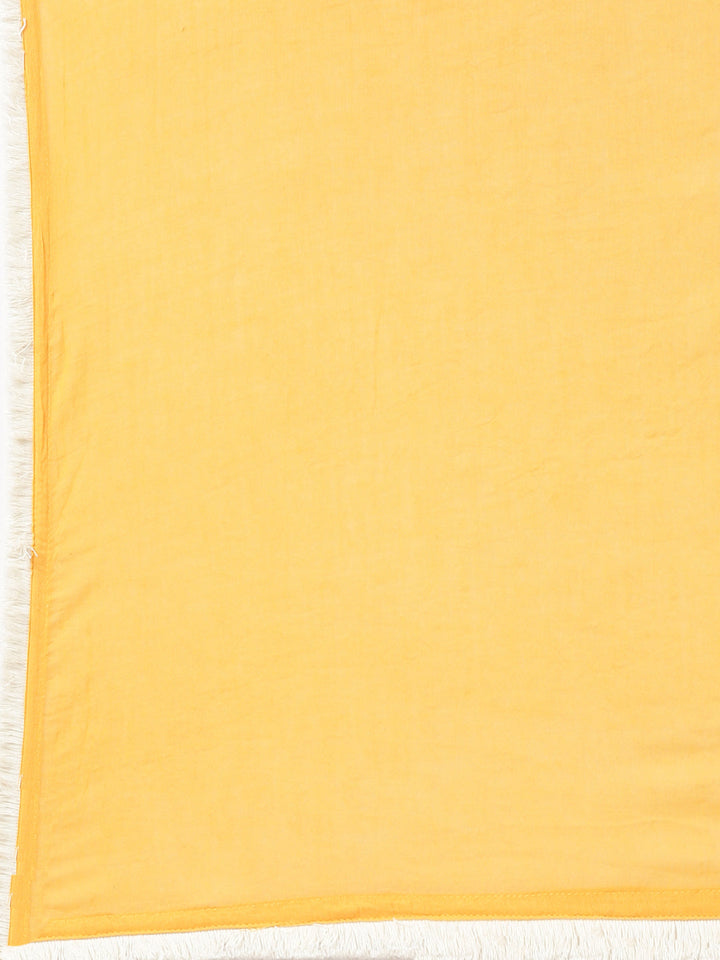 Neerus Orange Checked Straight Kurta and Trousers With Dupatta