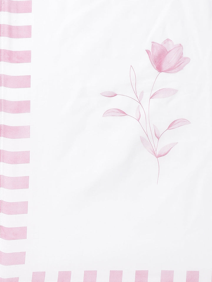 Neerus Pink Striped Straight Kurta and Trousers With Dupatta