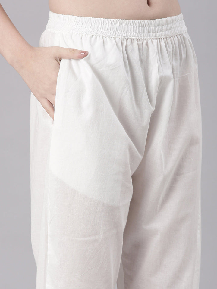 Neerus Pink Striped Straight Kurta and Trousers With Dupatta