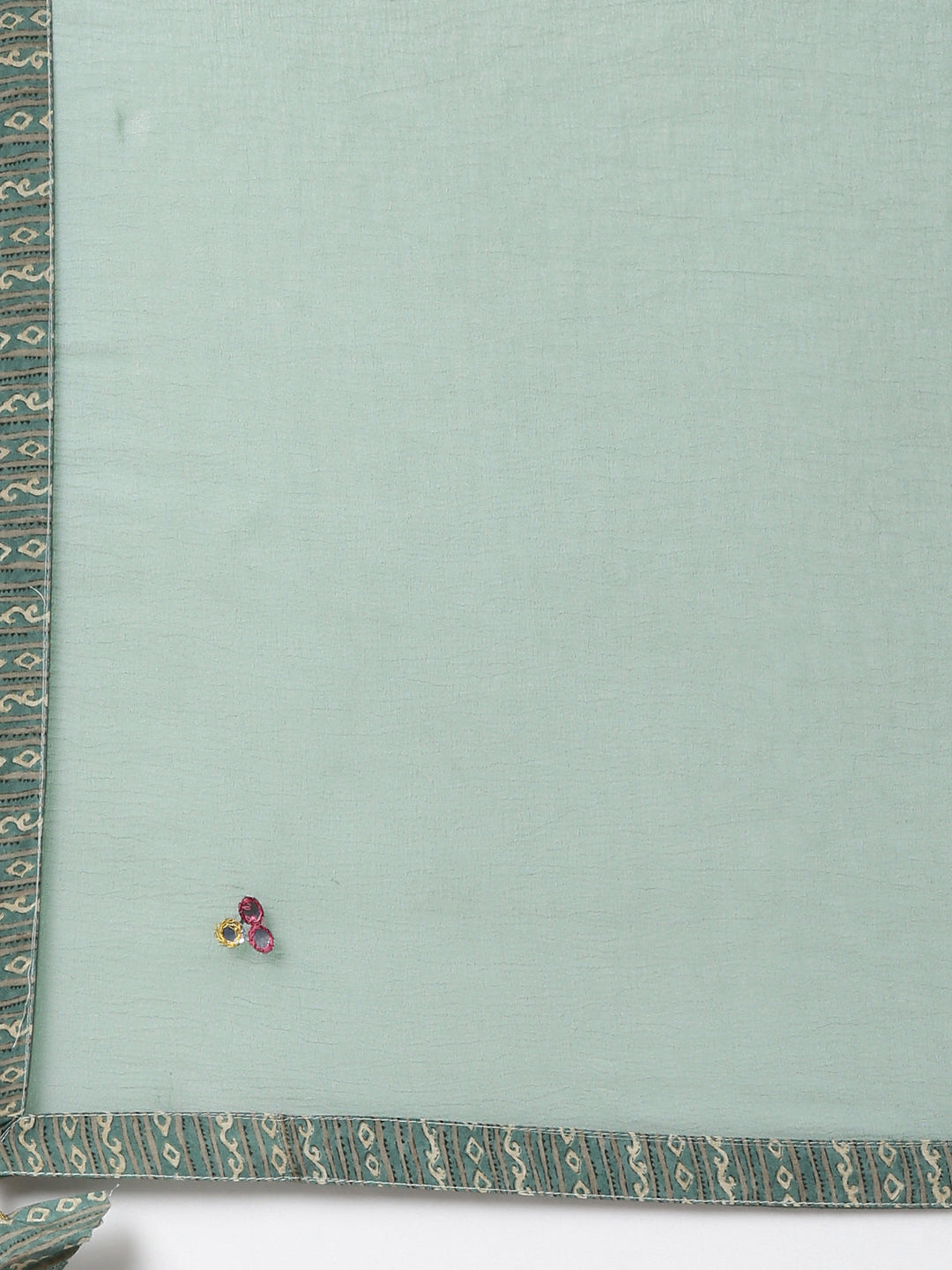 Neerus Green printed kurta set with trousers and dupatta - detail view 3