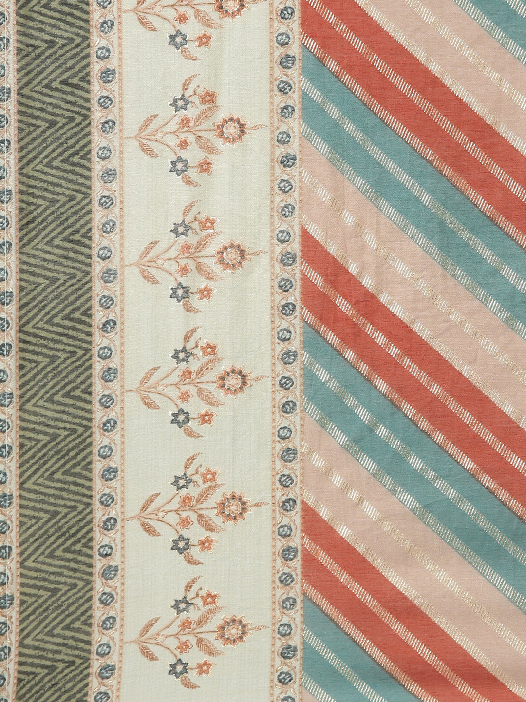 Neerus Green printed kurta set with trouser and dupatta - detail view 3