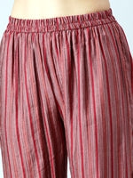 Neerus Maroon cotton printed kurta set with trouser and dupatta - detail view 2