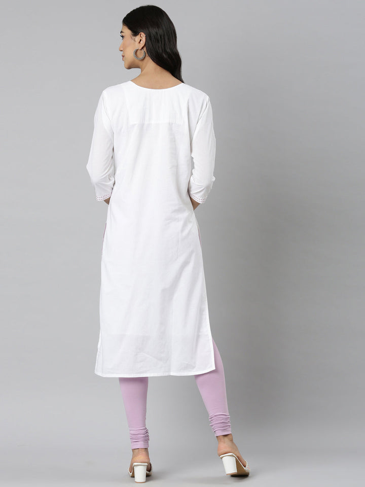 Neerus Lavender Casual Solid Straight Kurtas