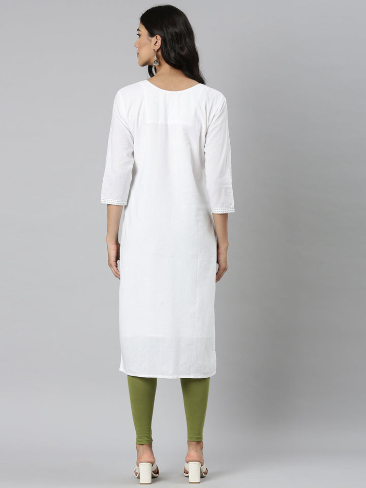 Neerus Green Casual Solid Straight Kurtas