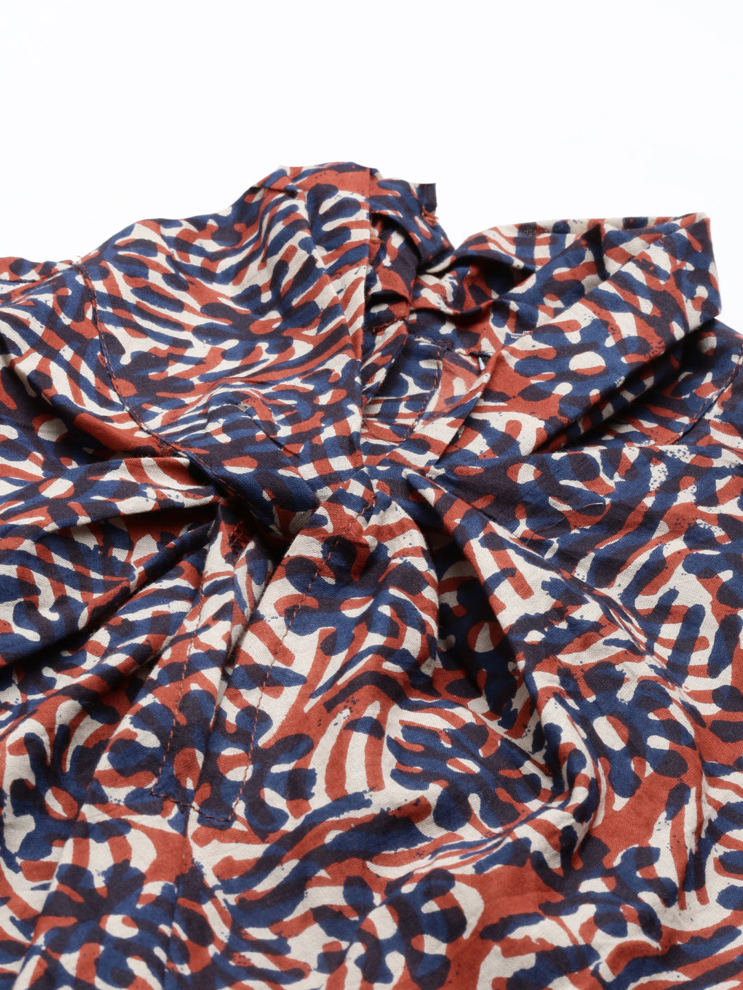 Neerus Brown cotton printed anarkali dress - detail view 6