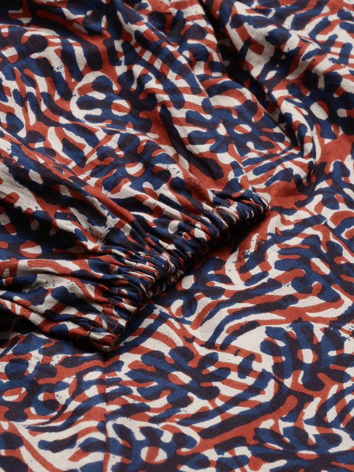 Neerus Brown cotton printed anarkali dress - detail view 4