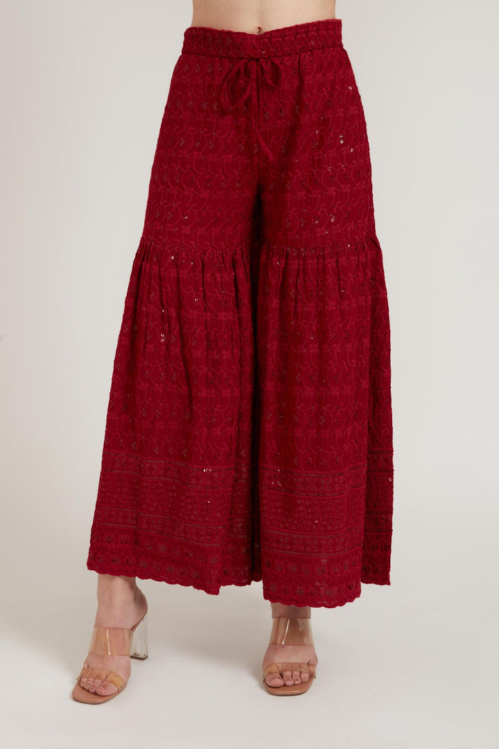 Neerus Maroon Georgette Printed Suit Set - detail view 5