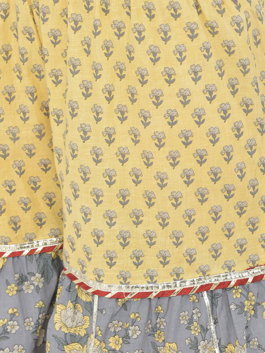 Neerus Grey cotton solid palazzo set - detail view 3