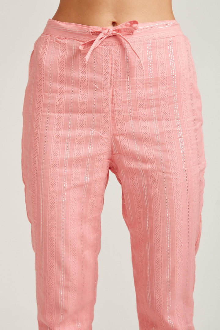 Neerus Pink cotton printed kurta set - detail view 2
