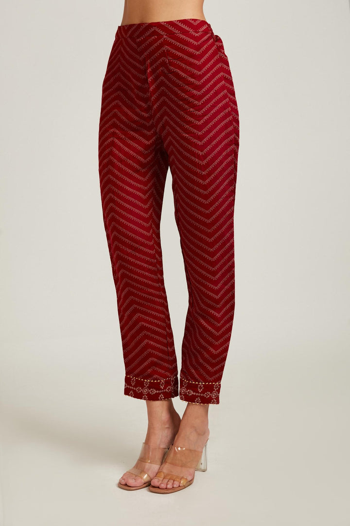 Neerus Maroon modal printed suit set - detail view 2