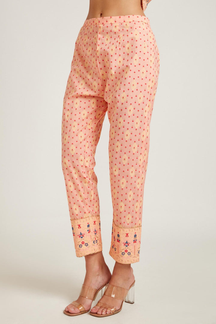 Neerus Orange cotton kurta set - detail view 2