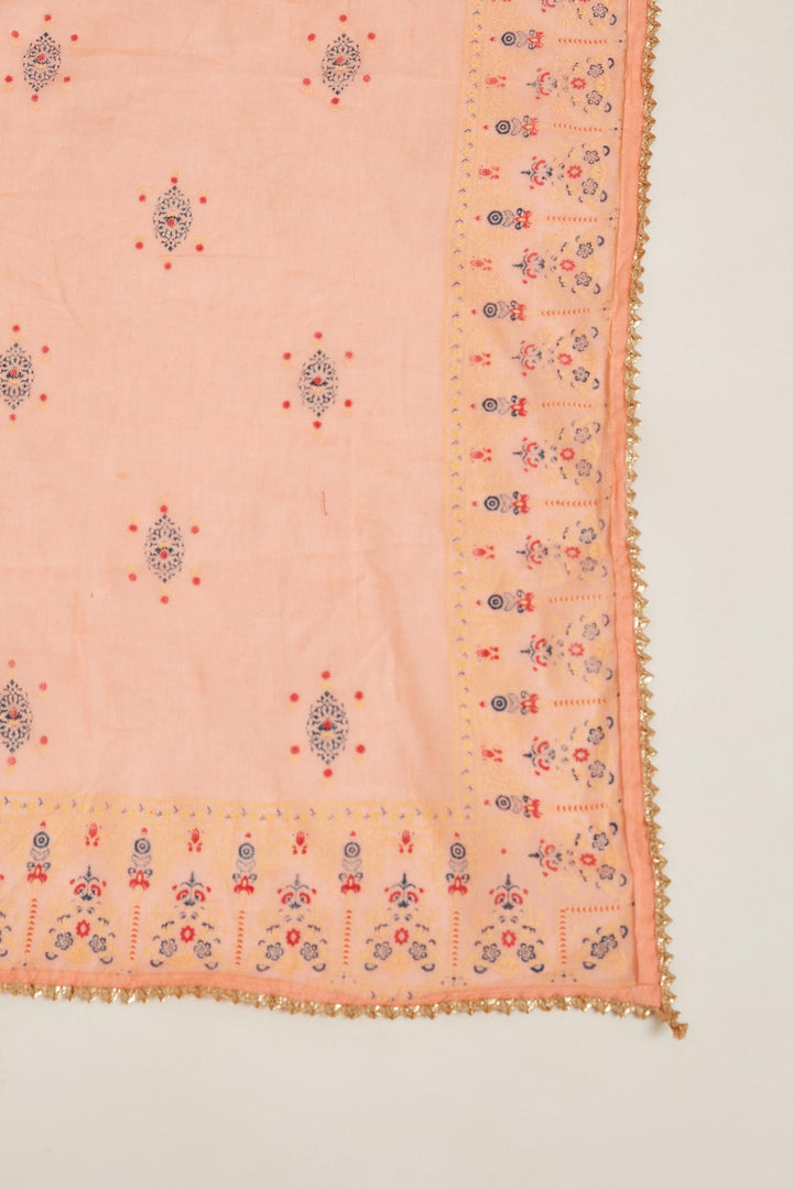 Neerus Orange cotton kurta set - detail view 3