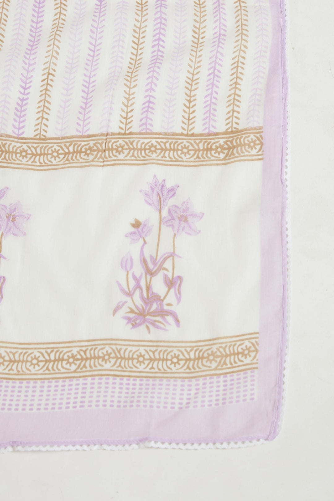 Neerus Purple Chanderi printed suit set - detail view 6