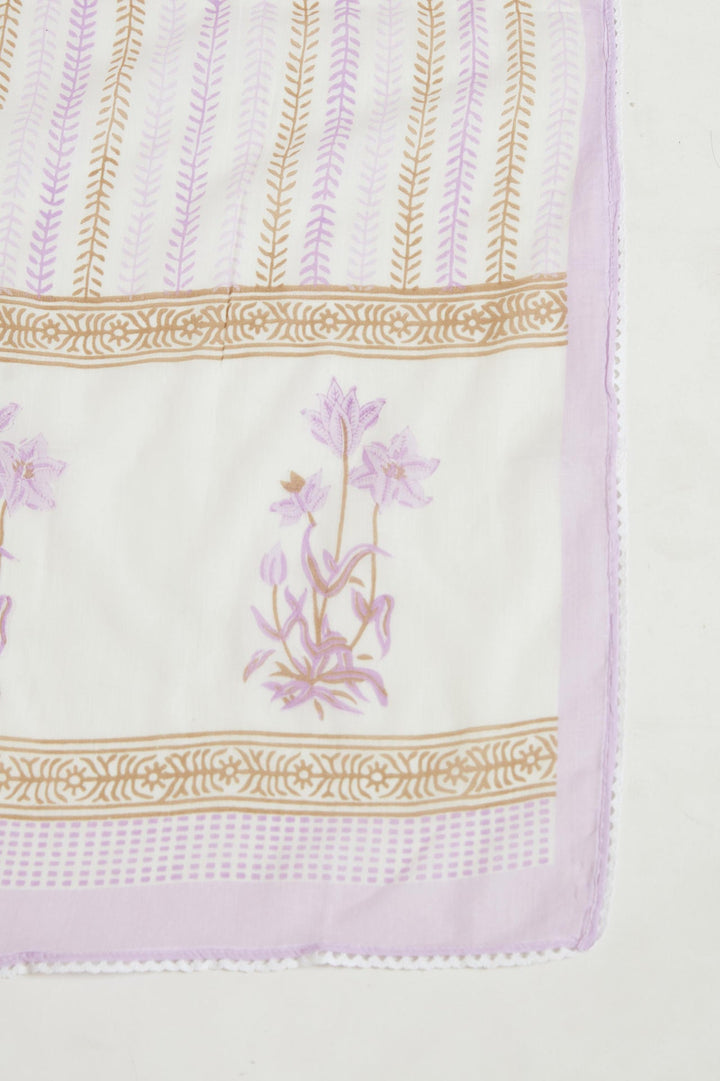 Neerus Purple Chanderi printed suit set - detail view 6