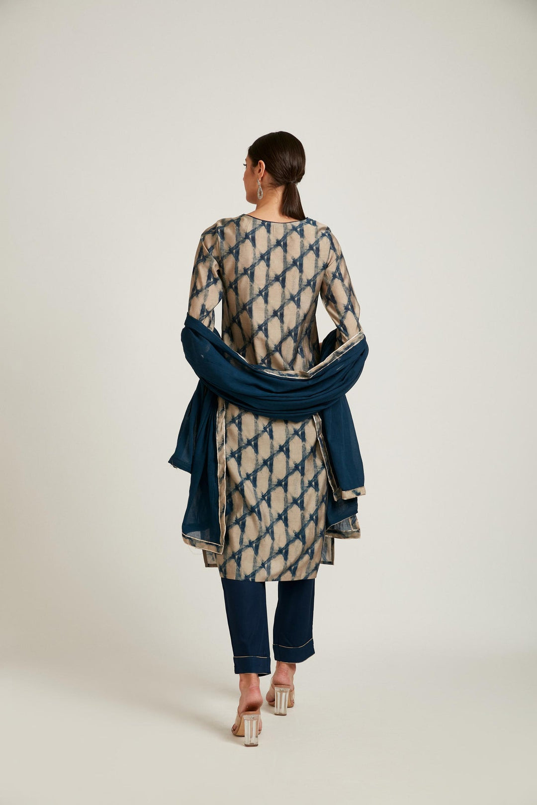 Neerus Blue modal printed kurta set - detail view 1
