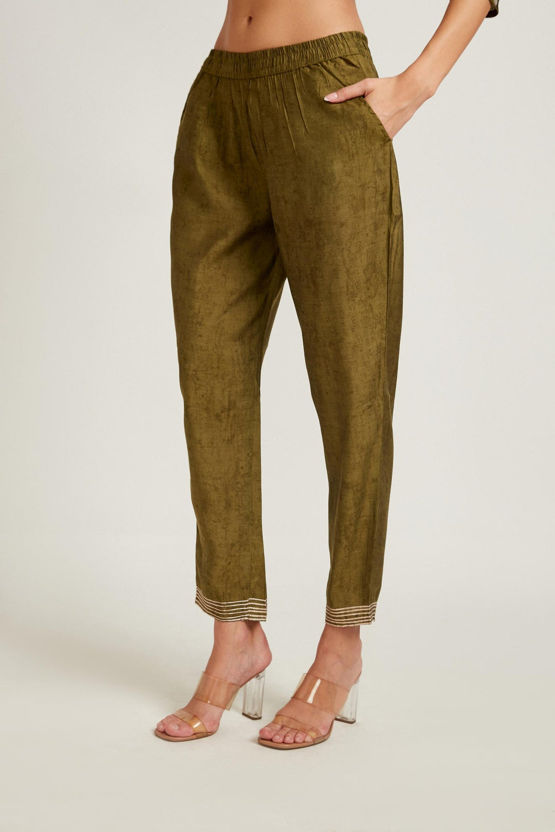 Neerus Green modal printed kurta set - detail view 2
