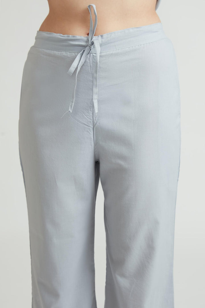 Neerus Grey cotton kurta set - detail view 1
