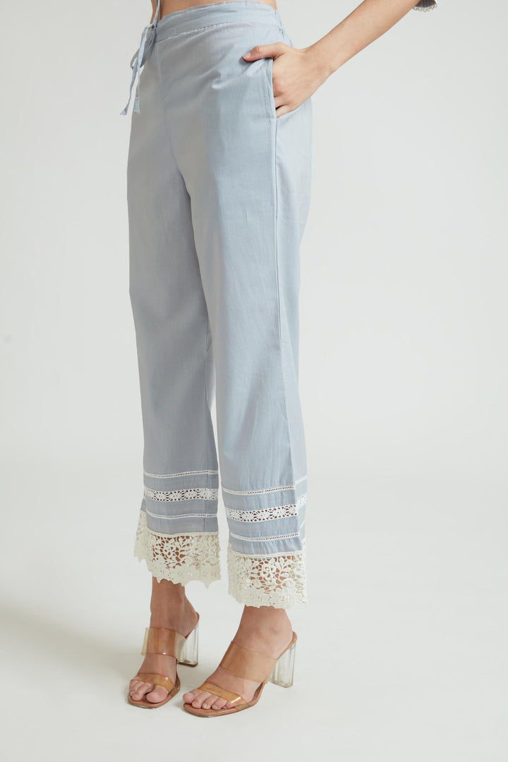 Neerus Grey cotton kurta set - detail view 2