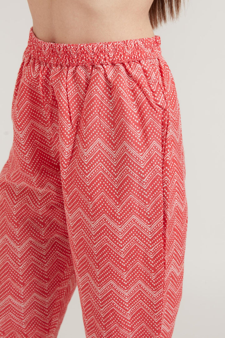 Neerus Pink cotton printed suit set - detail view 4