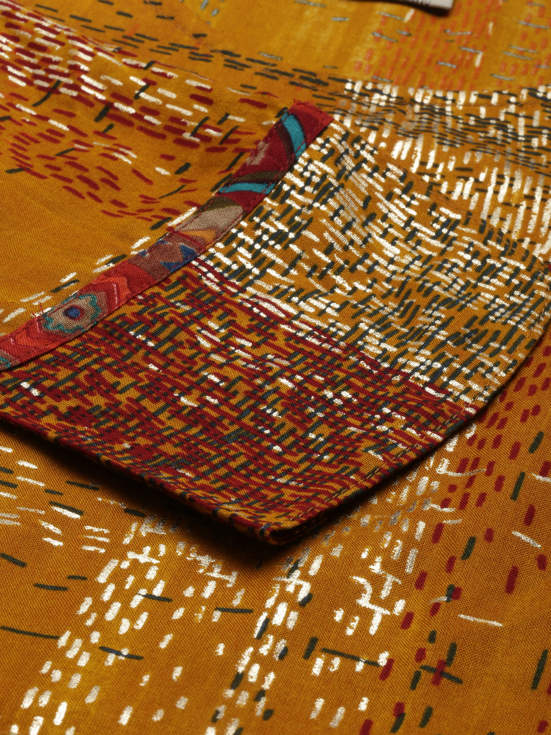 Neerus Yellow rayon straight kurta - detail view 4