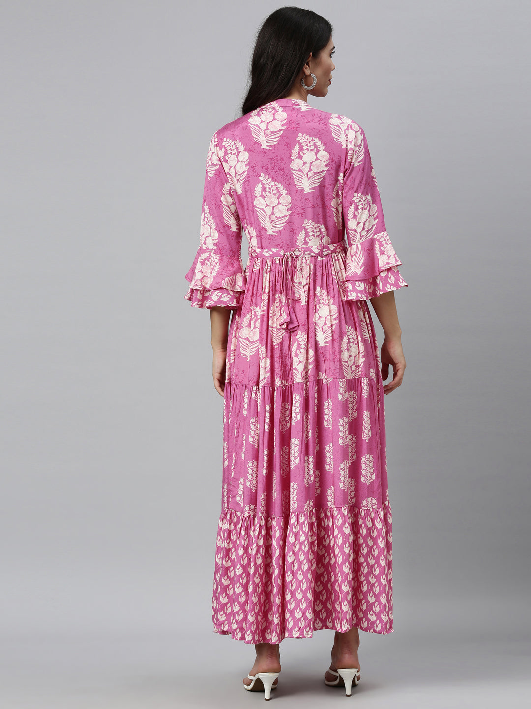 Neerus Pink shantoon printed kurti - side view