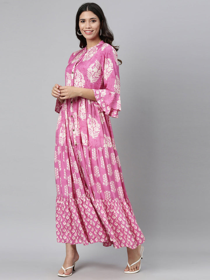 Neerus Pink shantoon printed kurti - detail view 3