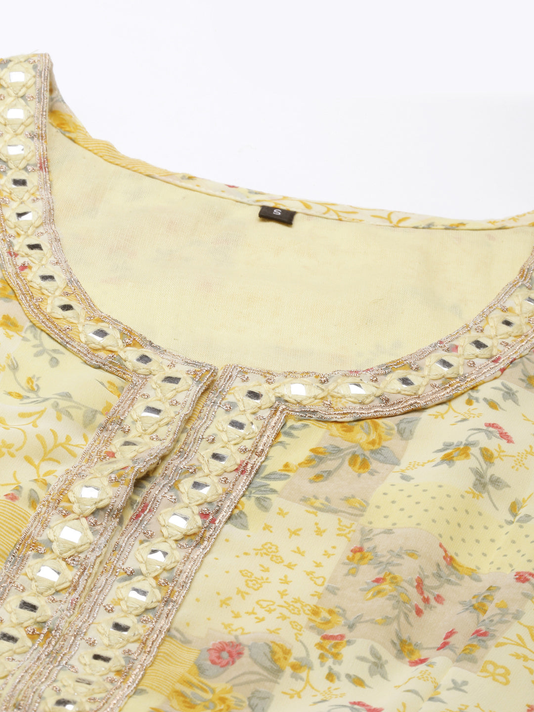 Neerus Yellow Georgette Gown - back view