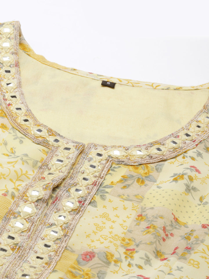 Neerus Yellow Georgette Gown - back view