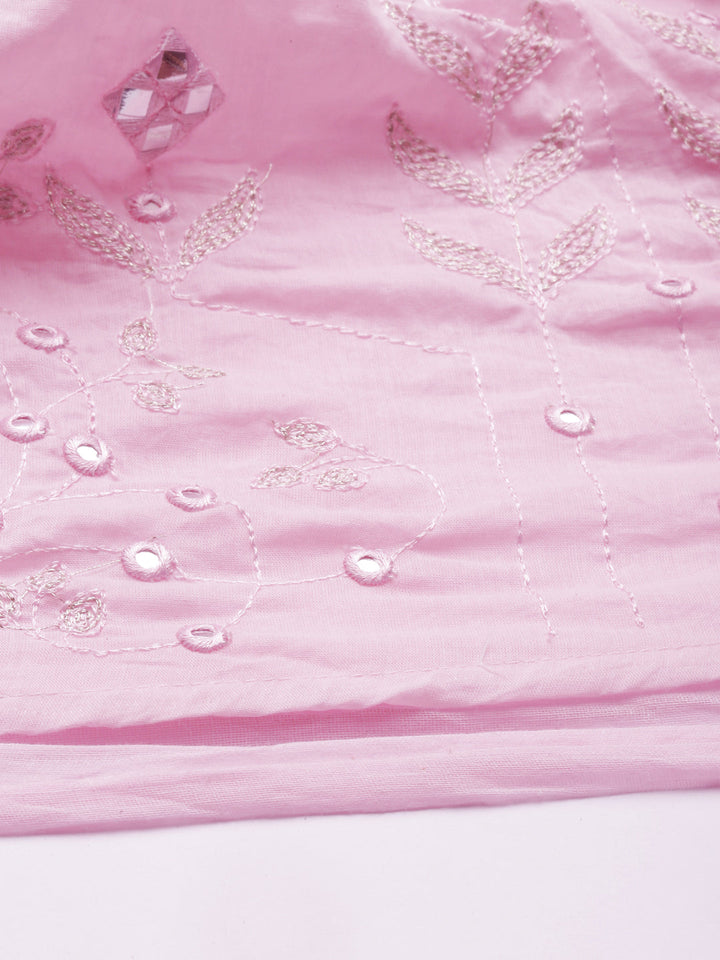 Neerus Pink cotton solid kurti - detail view 5
