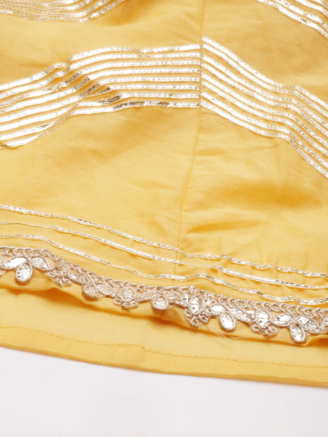 Neerus Yellow cotton embellished anarkali kurti - detail view 5