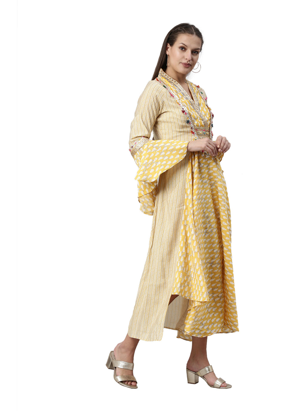 Neerus Yellow shantoon printed kurti - detail view 1