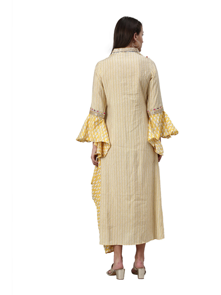 Neerus Yellow shantoon printed kurti - detail view 2