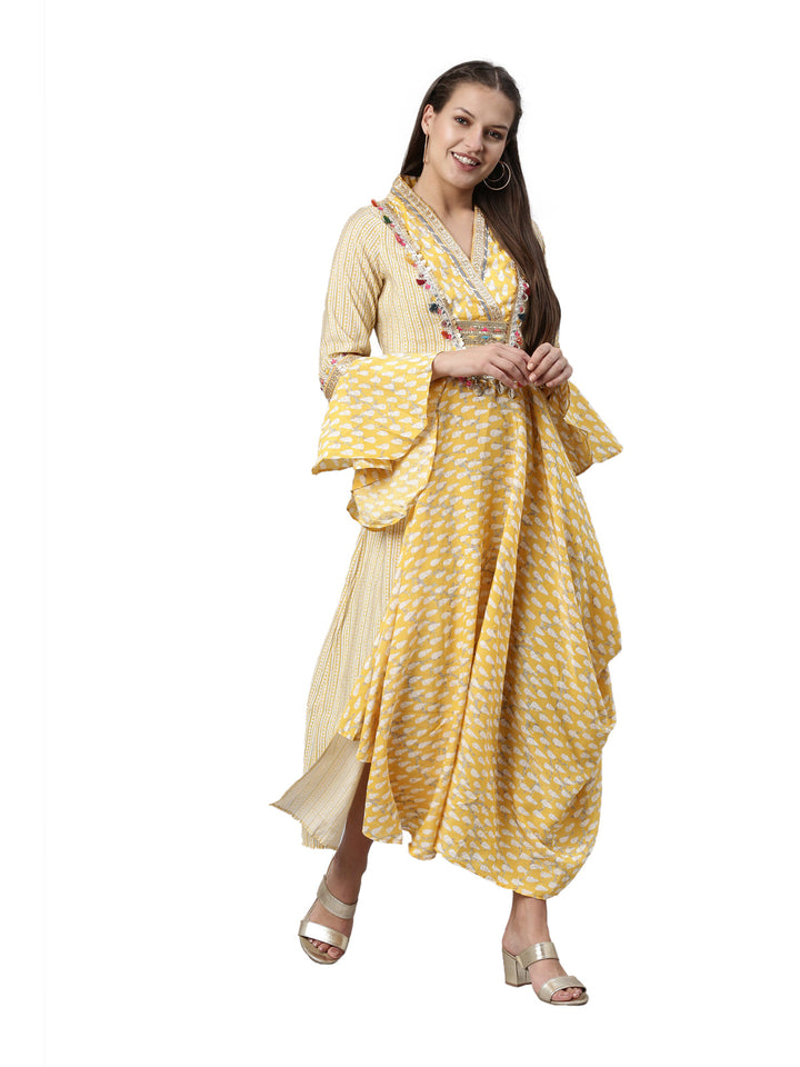 Neerus Yellow shantoon printed kurti - detail view 3