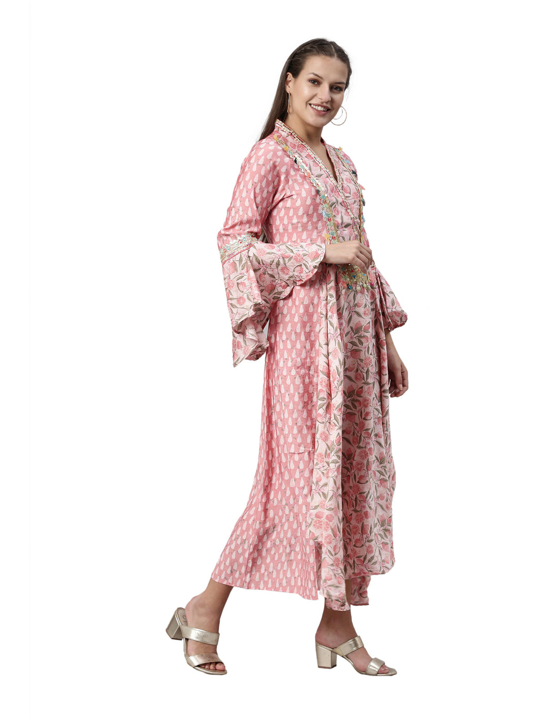 Neerus Pink modal printed kurti - detail view 1