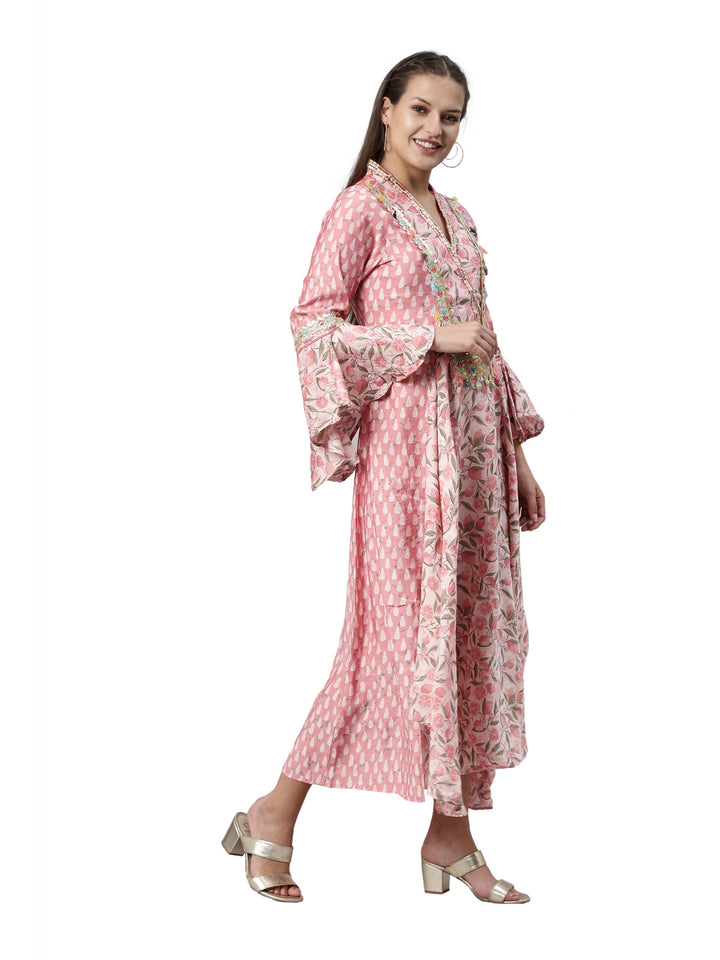 Neerus Pink modal printed kurti - detail view 1