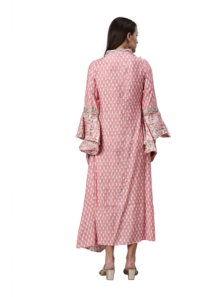 Neerus Pink modal printed kurti - detail view 2