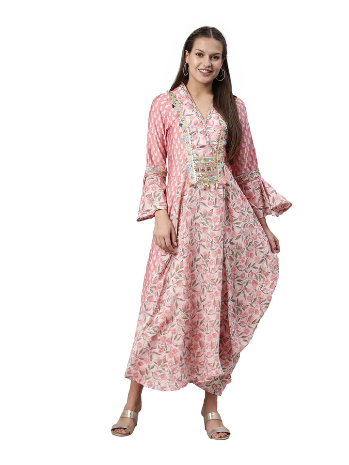 Neerus Pink modal printed kurti - detail view 3