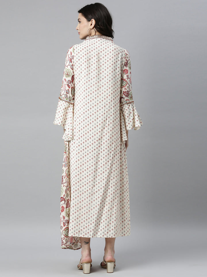 Neerus Beige shantoon printed kurti - detail view 2