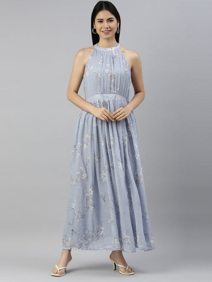 Neerus Grey Georgette Straight Kurta - front view