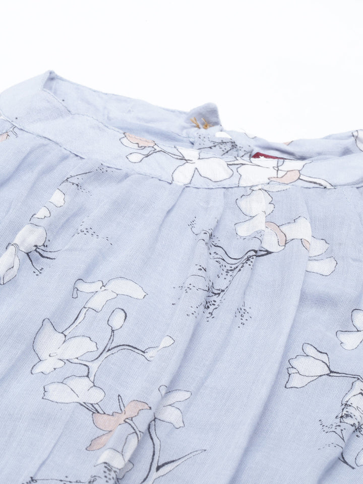 Neerus Grey Georgette Straight Kurta - side view