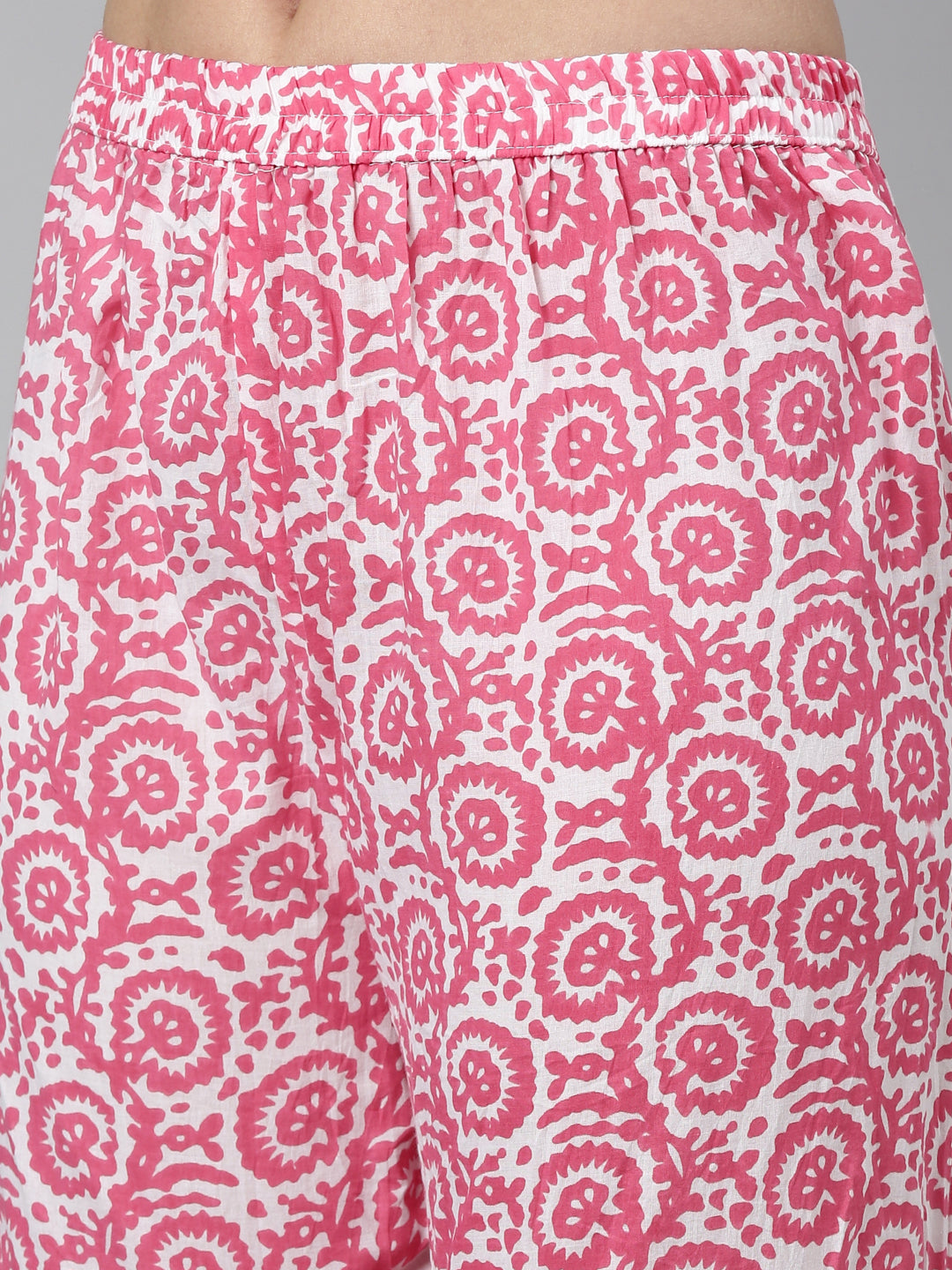 Neerus Pink jute cotton embellished kurta set - detail view 3
