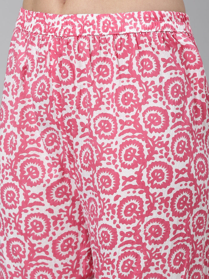 Neerus Pink jute cotton embellished kurta set - detail view 3