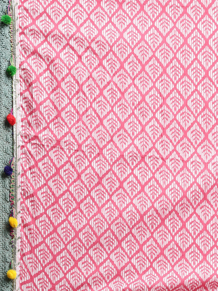 Neerus Pink jute cotton embellished kurta set - detail view 4