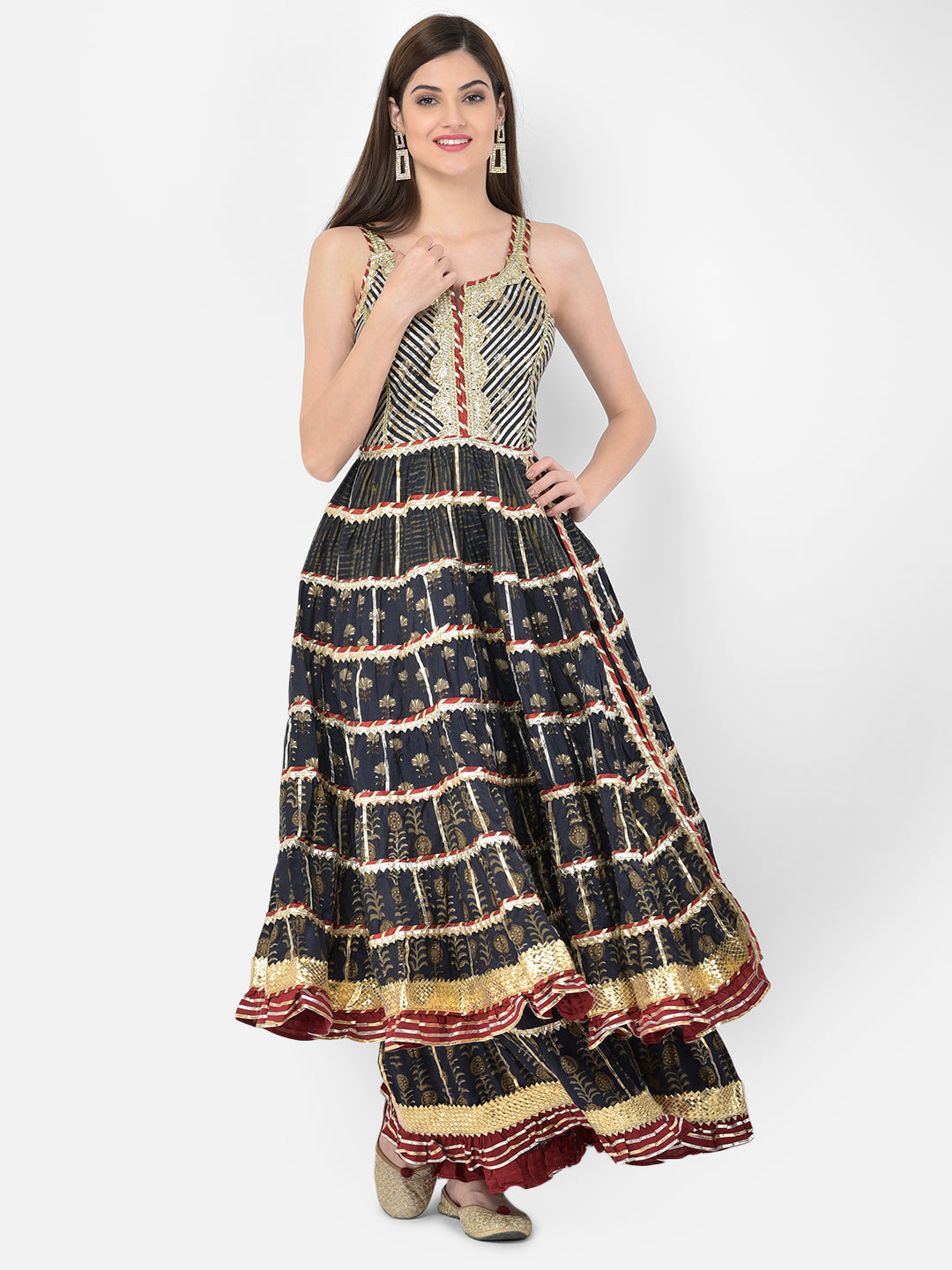 Neerus Blue Rayon Solid Kurta - front view