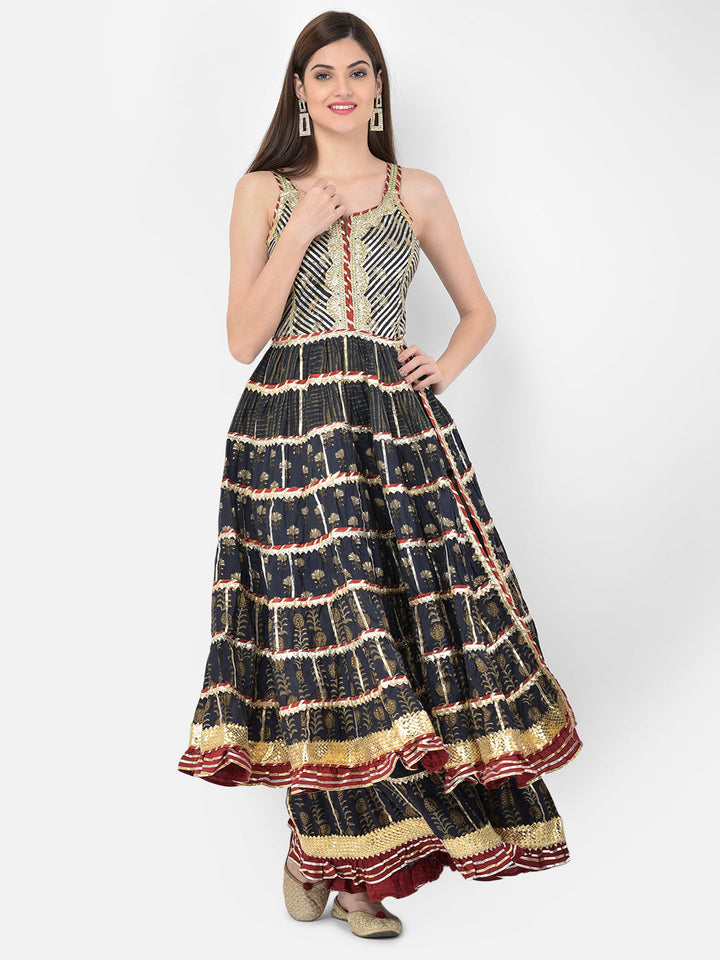 Neerus Blue Rayon Solid Kurta - front view