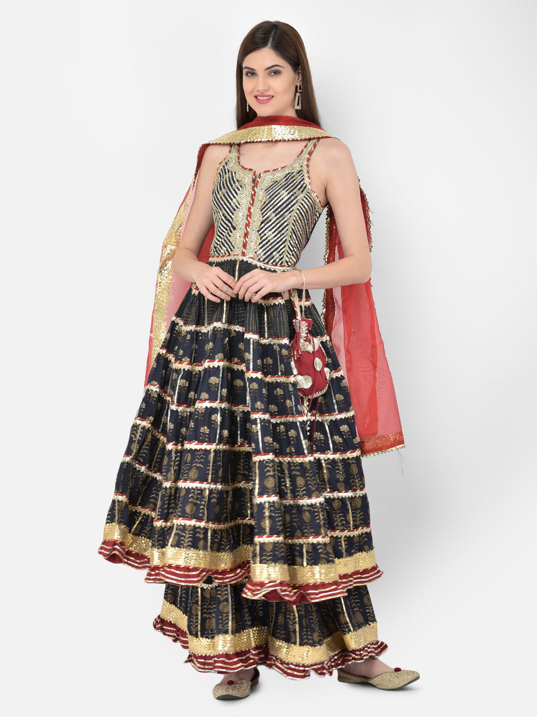 Neerus Blue Rayon Solid Kurta - back view